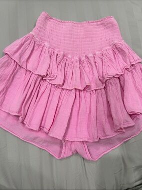 Blanco by Nature Pink Ruffle Tiered Skirt Skort Junior M